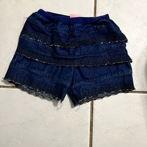 Denim lace shorts. Size 6
